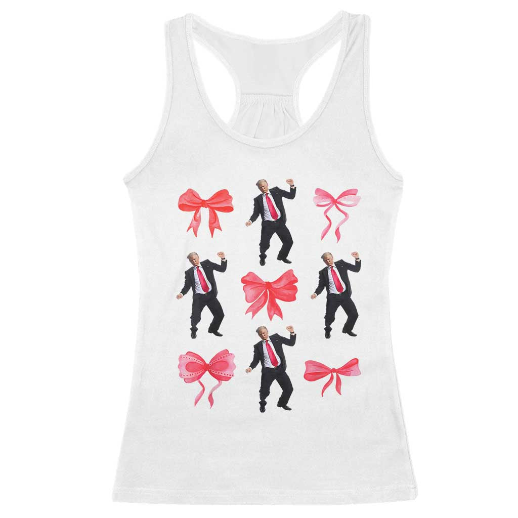 Trump Girl 2024 Racerback Tank Top 47th President Dancing Pink Coquette Bow Girly Y2K TS02 White Print Your Wear