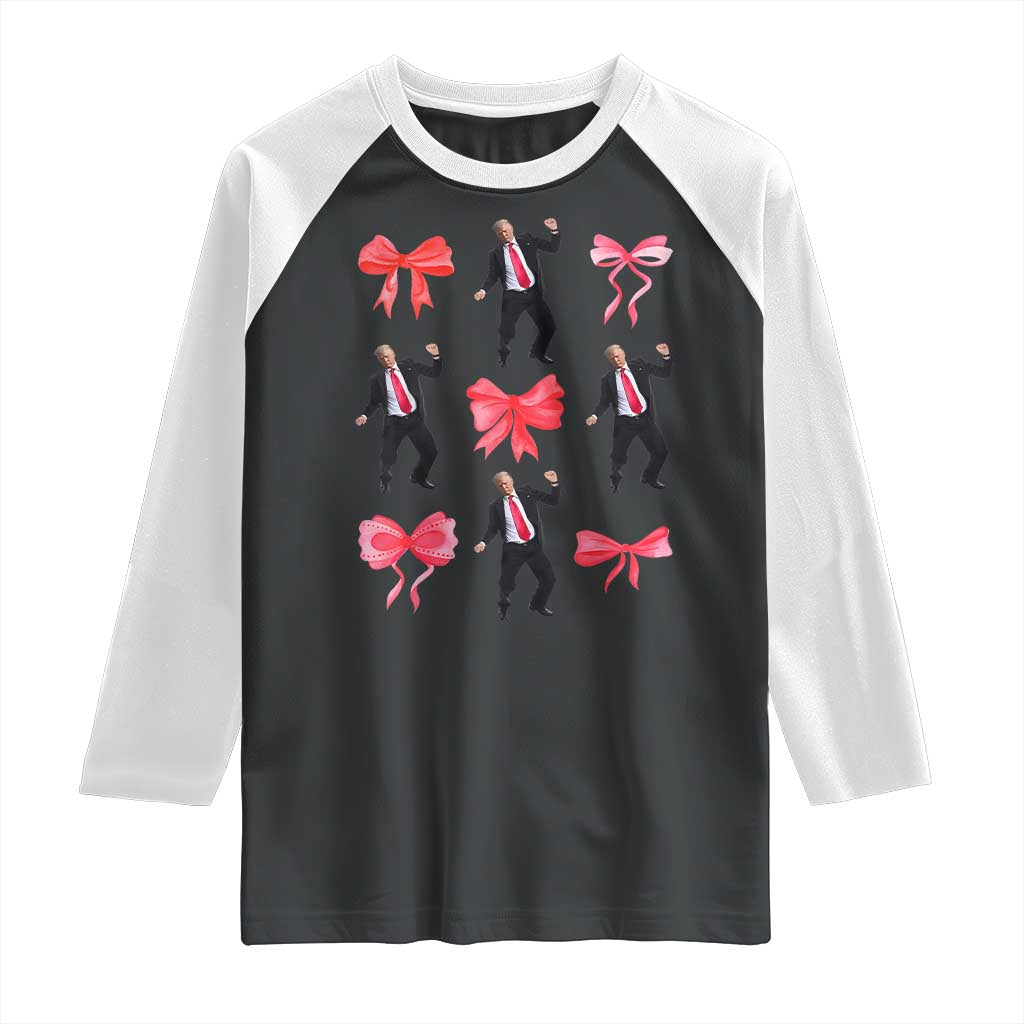 Trump Girl 2024 Raglan Shirt 47th President Dancing Pink Coquette Bow Girly Y2K TS02 Black White Print Your Wear