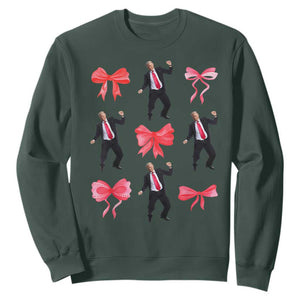 Trump Girl 2024 Sweatshirt 47th President Dancing Pink Coquette Bow Girly Y2K TS02 Dark Forest Green Print Your Wear