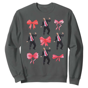 Trump Girl 2024 Sweatshirt 47th President Dancing Pink Coquette Bow Girly Y2K TS02 Dark Heather Print Your Wear