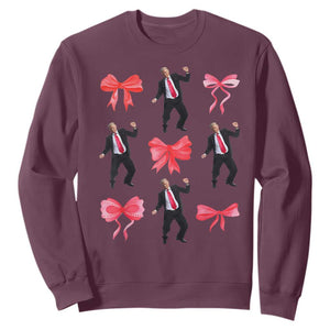 Trump Girl 2024 Sweatshirt 47th President Dancing Pink Coquette Bow Girly Y2K TS02 Maroon Print Your Wear
