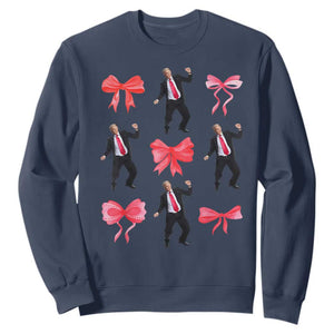 Trump Girl 2024 Sweatshirt 47th President Dancing Pink Coquette Bow Girly Y2K TS02 Navy Print Your Wear