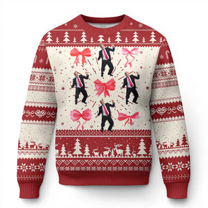 Trump Girl 2024 Ugly Christmas Sweater 47th President Dancing Pink Coquette Bow Girly Y2K TS02 Red Print Your Wear