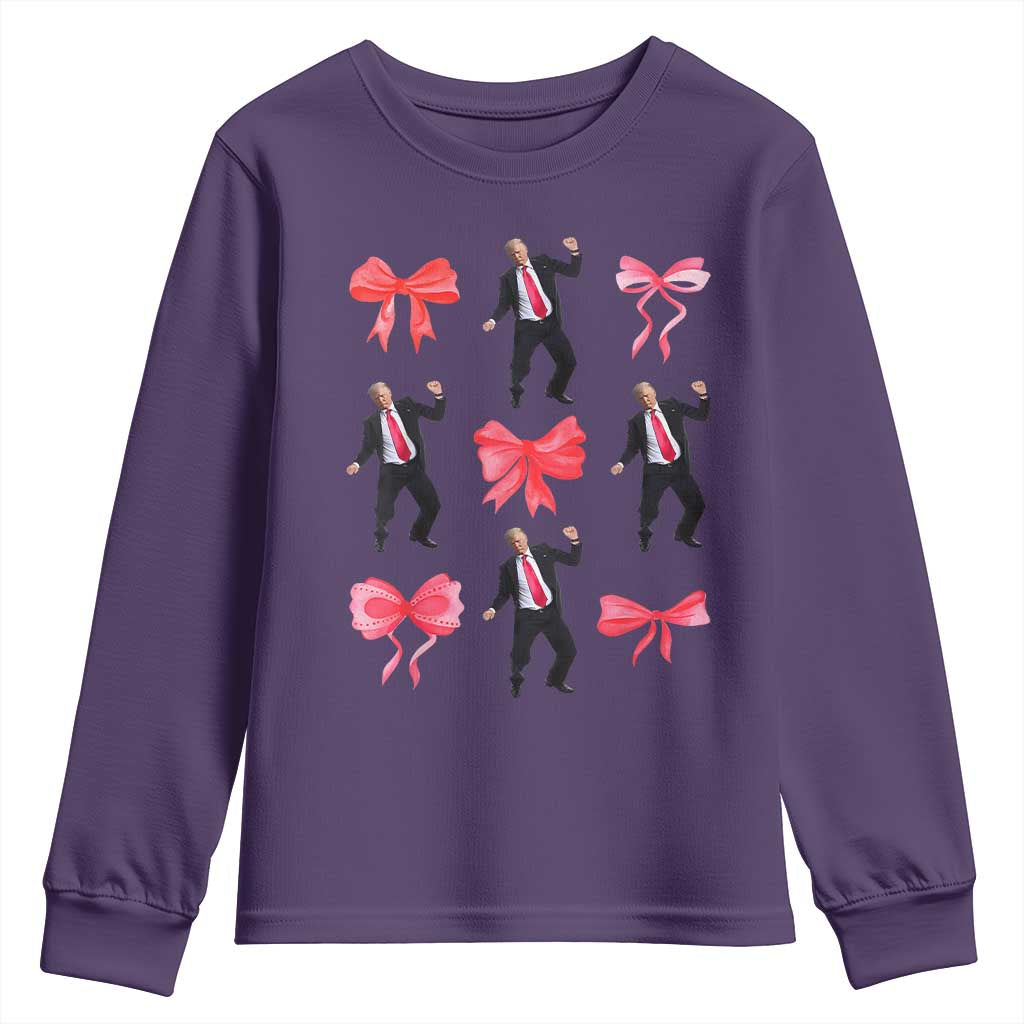 Trump Girl 2024 Youth Sweatshirt 47th President Dancing Pink Coquette Bow Girly Y2K TS02 Purple Print Your Wear