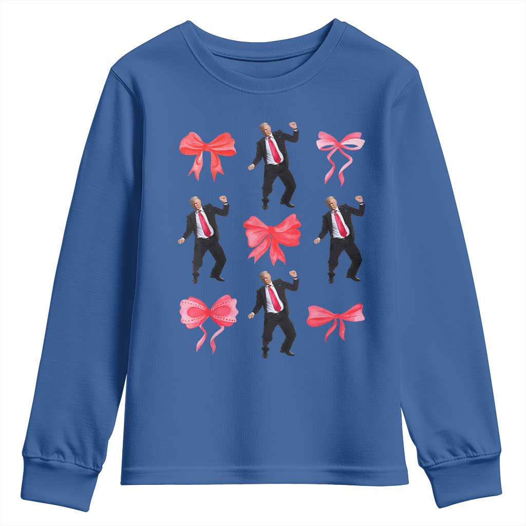 Trump Girl 2024 Youth Sweatshirt 47th President Dancing Pink Coquette Bow Girly Y2K TS02 Royal Blue Print Your Wear