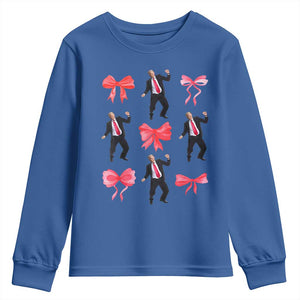 Trump Girl 2024 Youth Sweatshirt 47th President Dancing Pink Coquette Bow Girly Y2K TS02 Royal Blue Print Your Wear