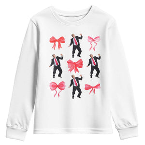 Trump Girl 2024 Youth Sweatshirt 47th President Dancing Pink Coquette Bow Girly Y2K TS02 White Print Your Wear