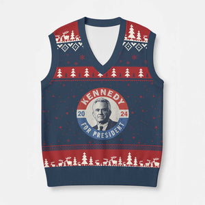 RFK Jr Kennedy 2024 V-Neck Knit Sweater Vest For President Vintage Button TS02 Navy Red Print Your Wear