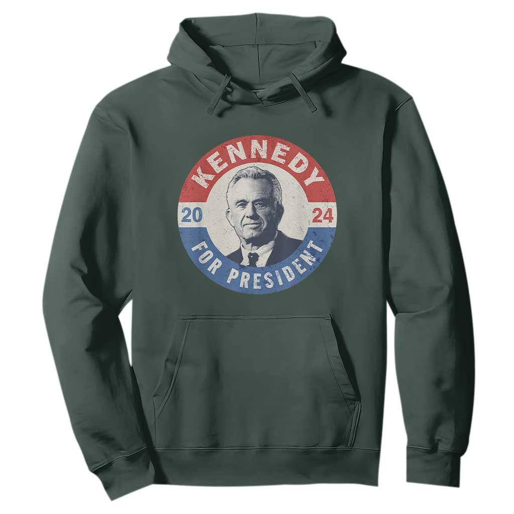 RFK Jr Kennedy 2024 Hoodie For President Vintage Button TS02 Dark Forest Green Print Your Wear