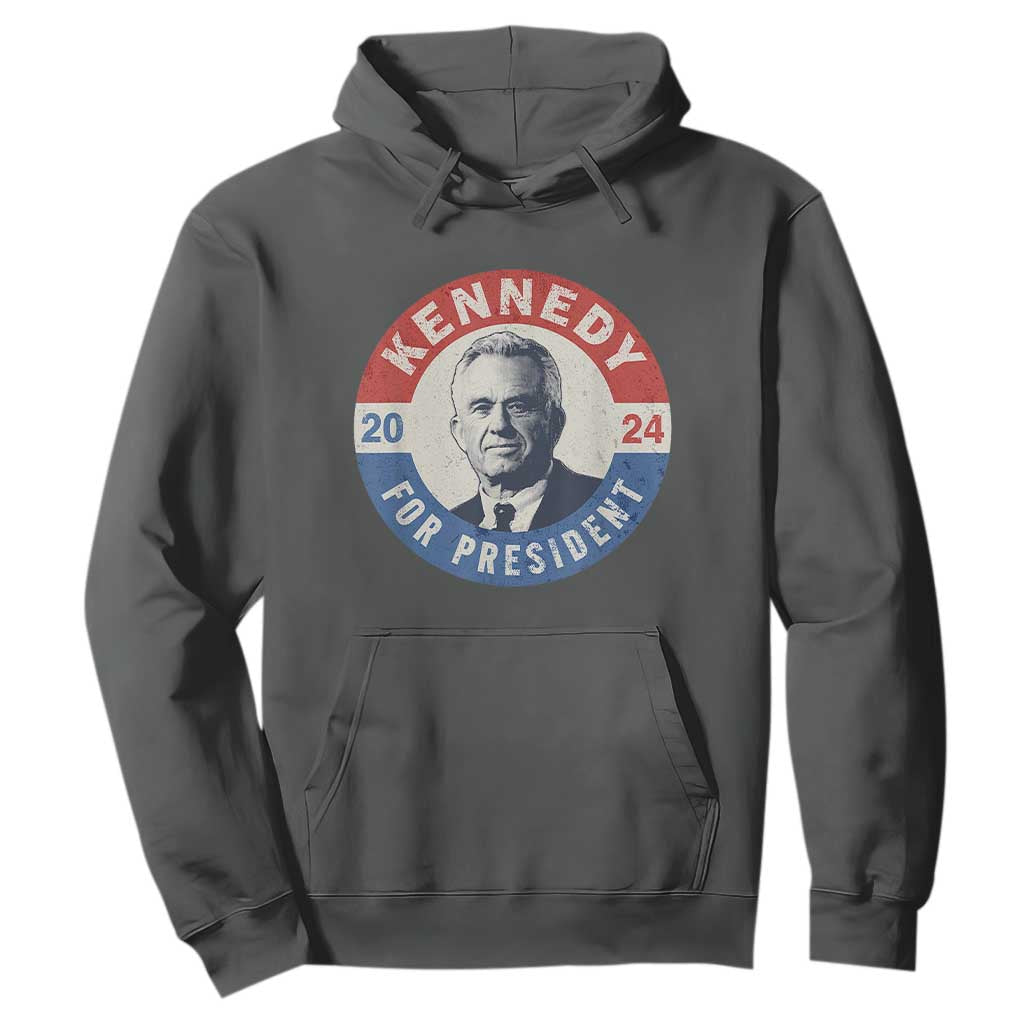 RFK Jr Kennedy 2024 Hoodie For President Vintage Button TS02 Dark Heather Print Your Wear