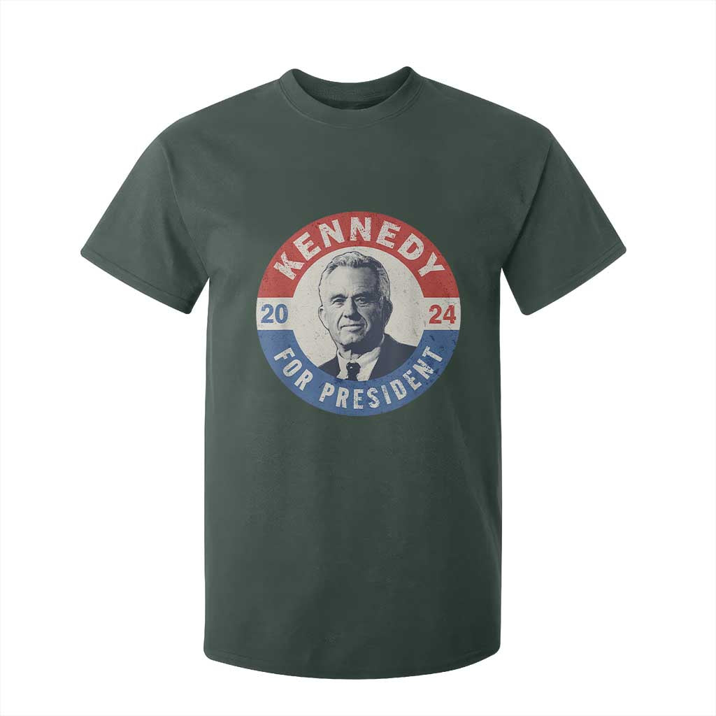 RFK Jr Kennedy 2024 T Shirt For Kid For President Vintage Button TS02 Dark Forest Green Print Your Wear