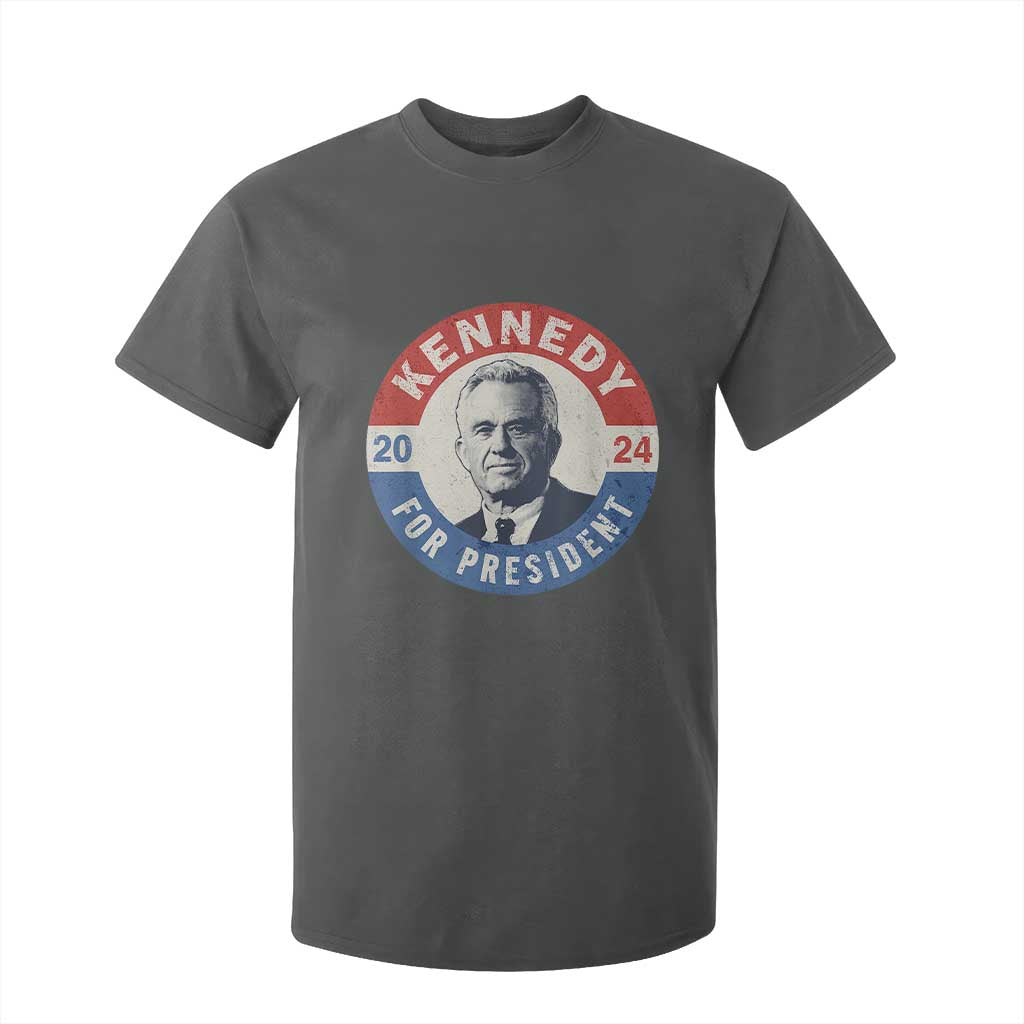 RFK Jr Kennedy 2024 T Shirt For Kid For President Vintage Button TS02 Dark Heather Print Your Wear