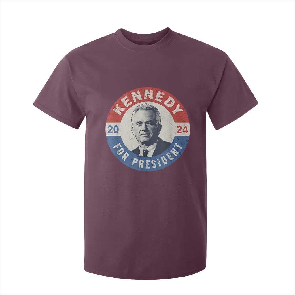 RFK Jr Kennedy 2024 T Shirt For Kid For President Vintage Button TS02 Maroon Print Your Wear