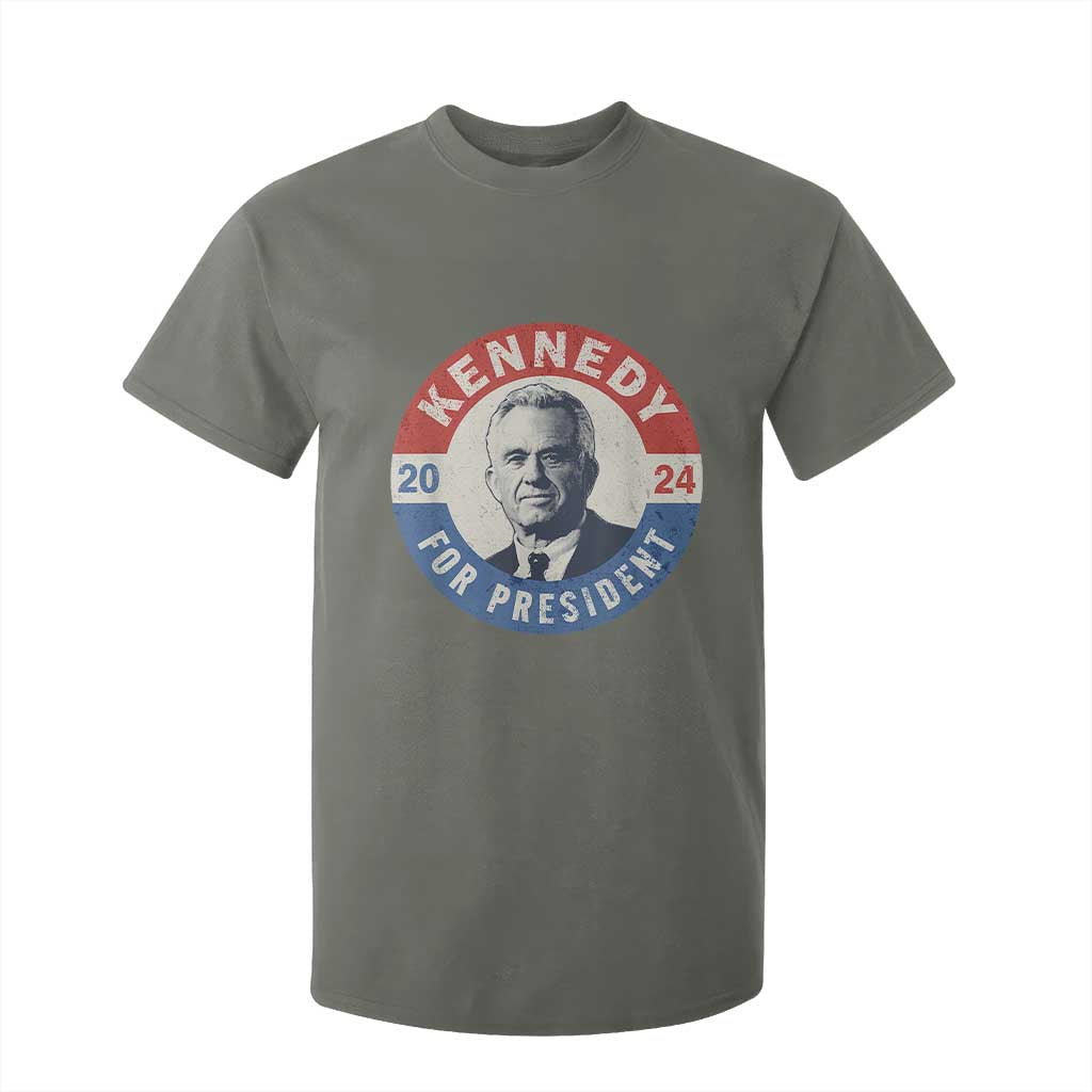 RFK Jr Kennedy 2024 T Shirt For Kid For President Vintage Button TS02 Military Green Print Your Wear