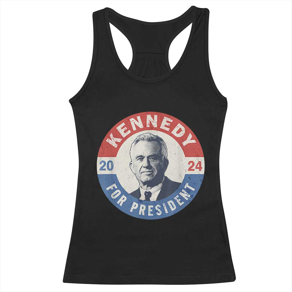 RFK Jr Kennedy 2024 Racerback Tank Top For President Vintage Button TS02 Black Print Your Wear