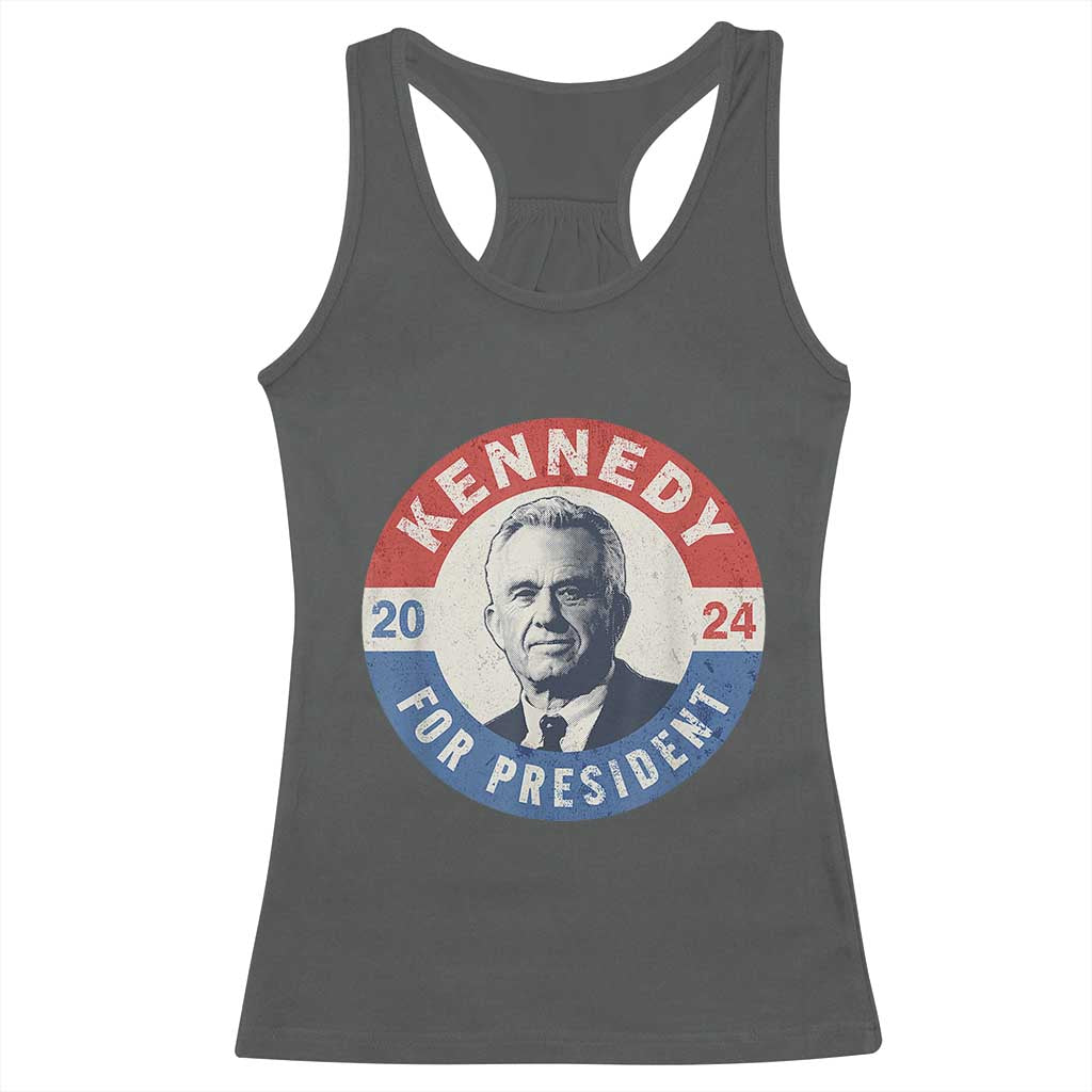 RFK Jr Kennedy 2024 Racerback Tank Top For President Vintage Button TS02 Dark Heather Print Your Wear