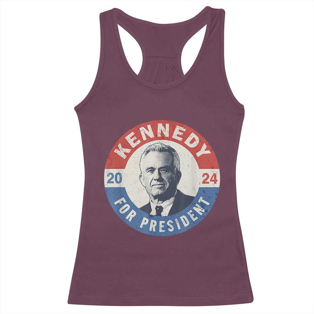 RFK Jr Kennedy 2024 Racerback Tank Top For President Vintage Button TS02 Maroon Print Your Wear