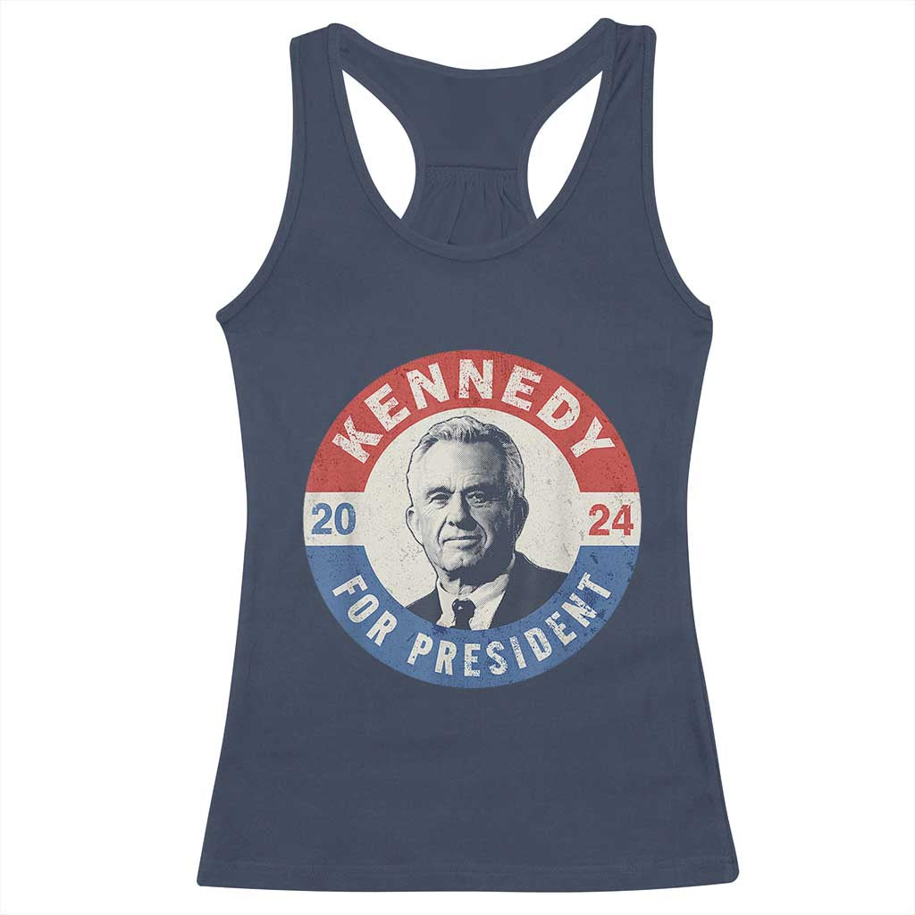 RFK Jr Kennedy 2024 Racerback Tank Top For President Vintage Button TS02 Navy Print Your Wear