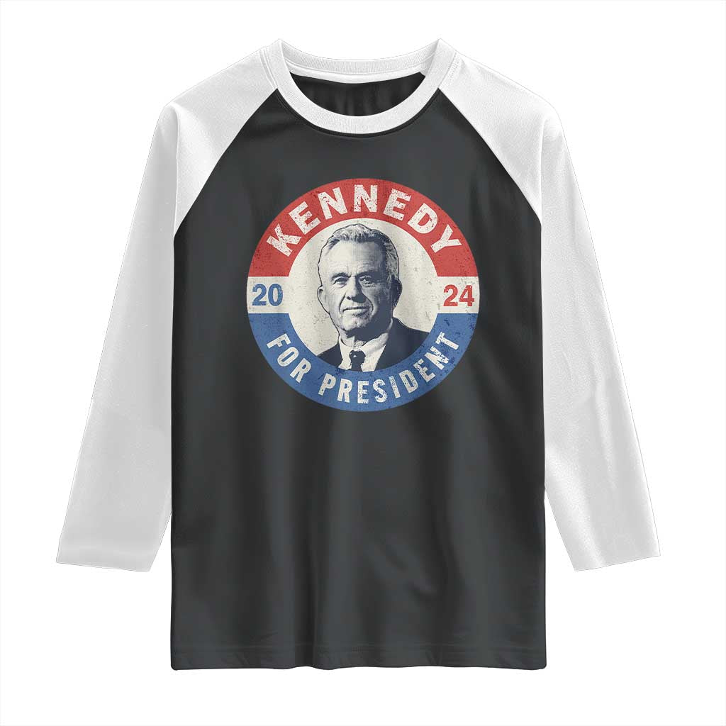 RFK Jr Kennedy 2024 Raglan Shirt For President Vintage Button TS02 Black White Print Your Wear