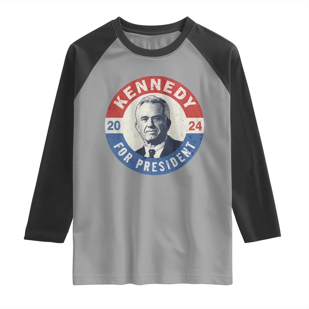RFK Jr Kennedy 2024 Raglan Shirt For President Vintage Button TS02 Sport Gray Black Print Your Wear