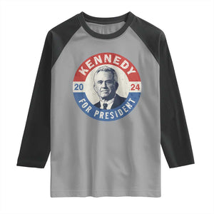 RFK Jr Kennedy 2024 Raglan Shirt For President Vintage Button TS02 Sport Gray Black Print Your Wear
