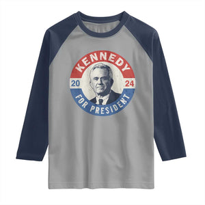 RFK Jr Kennedy 2024 Raglan Shirt For President Vintage Button TS02 Sport Gray Navy Print Your Wear