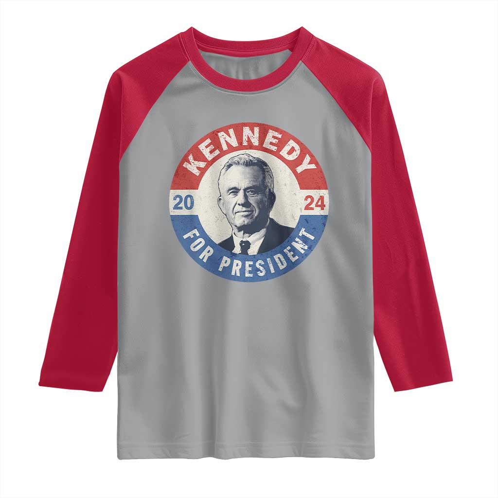 RFK Jr Kennedy 2024 Raglan Shirt For President Vintage Button TS02 Sport Gray Red Print Your Wear