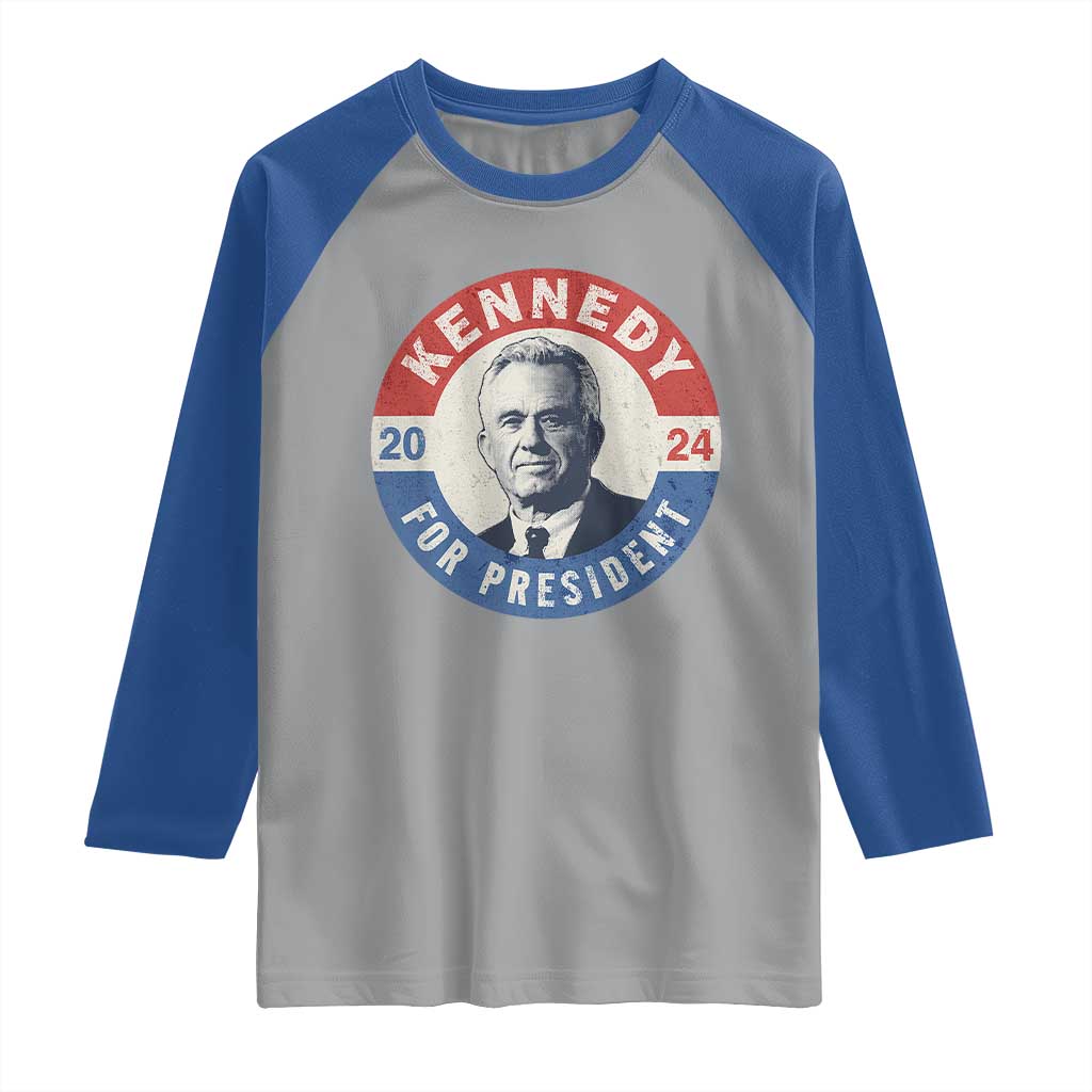 RFK Jr Kennedy 2024 Raglan Shirt For President Vintage Button TS02 Sport Gray Royal Print Your Wear