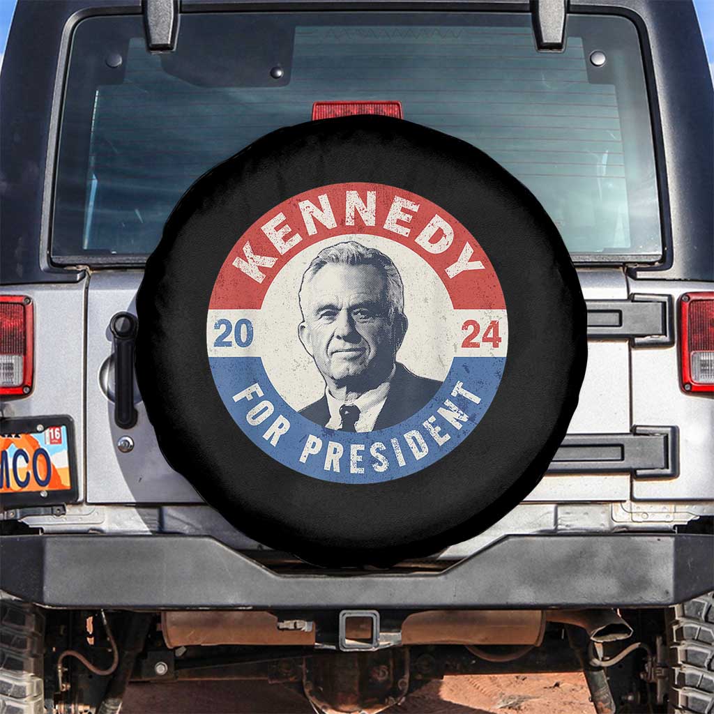 RFK Jr Kennedy 2024 Spare Tire Cover For President Vintage Button TS02 No hole Black Print Your Wear