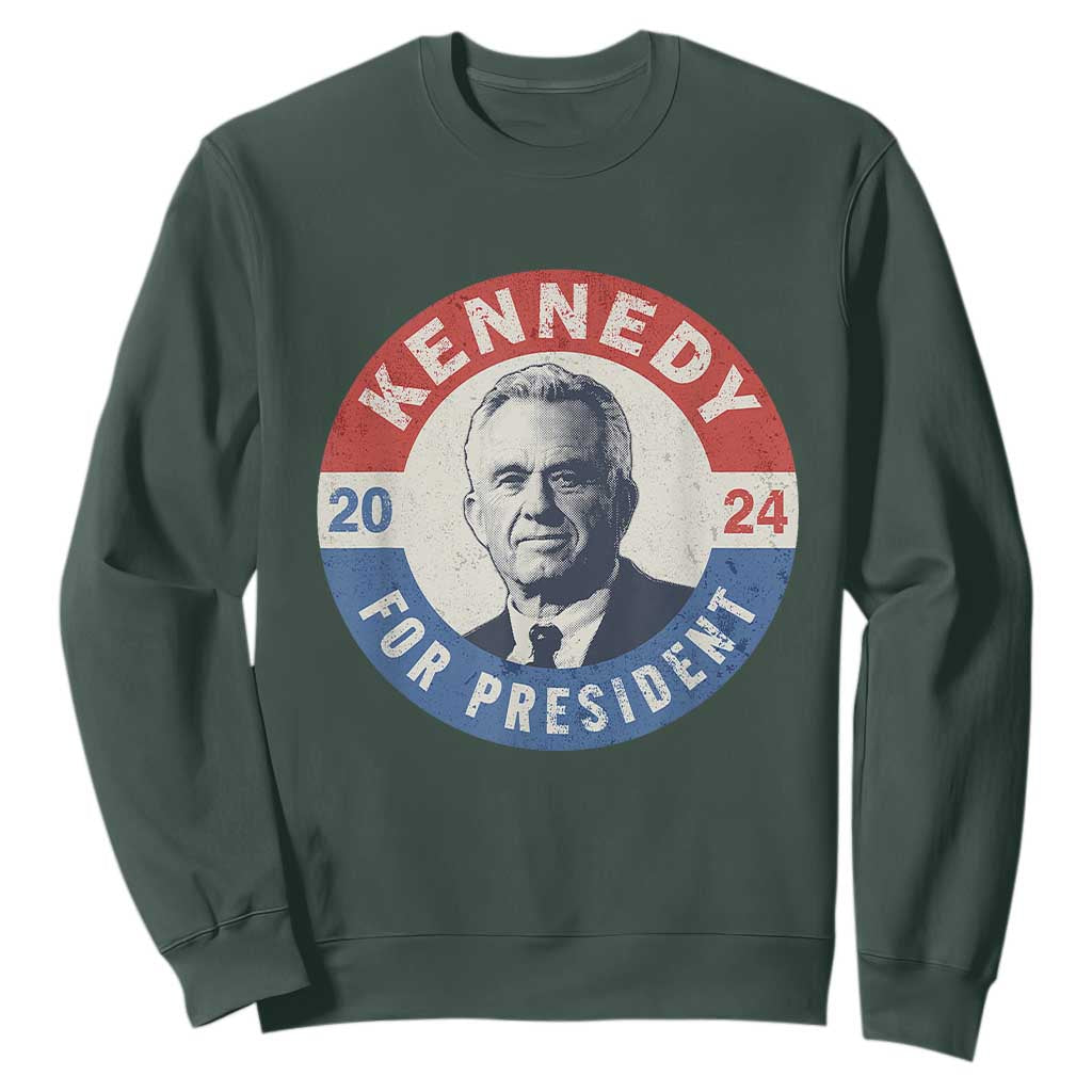 RFK Jr Kennedy 2024 Sweatshirt For President Vintage Button TS02 Dark Forest Green Print Your Wear