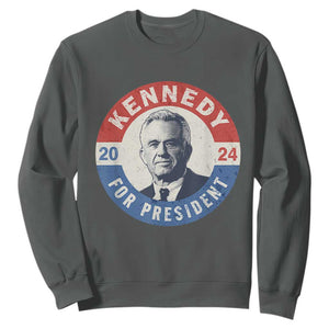 RFK Jr Kennedy 2024 Sweatshirt For President Vintage Button TS02 Dark Heather Print Your Wear