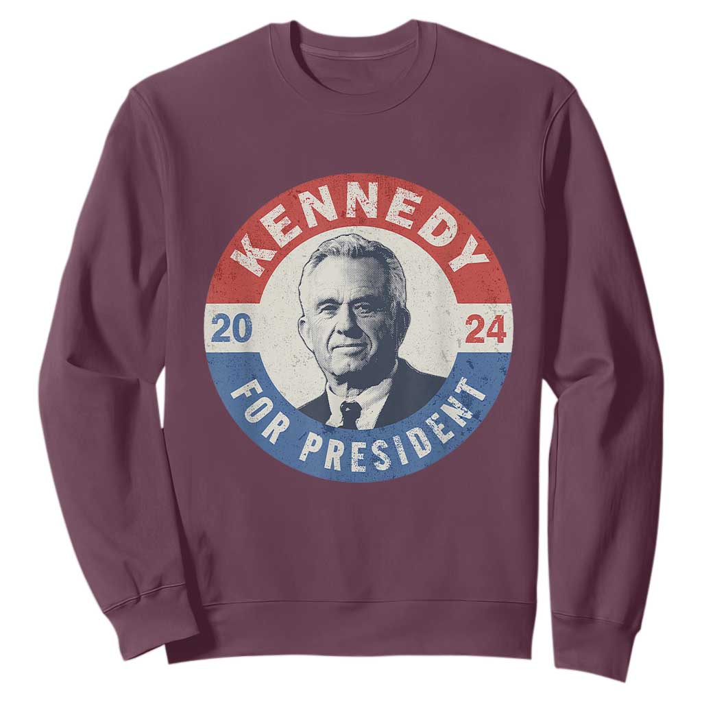 RFK Jr Kennedy 2024 Sweatshirt For President Vintage Button TS02 Maroon Print Your Wear