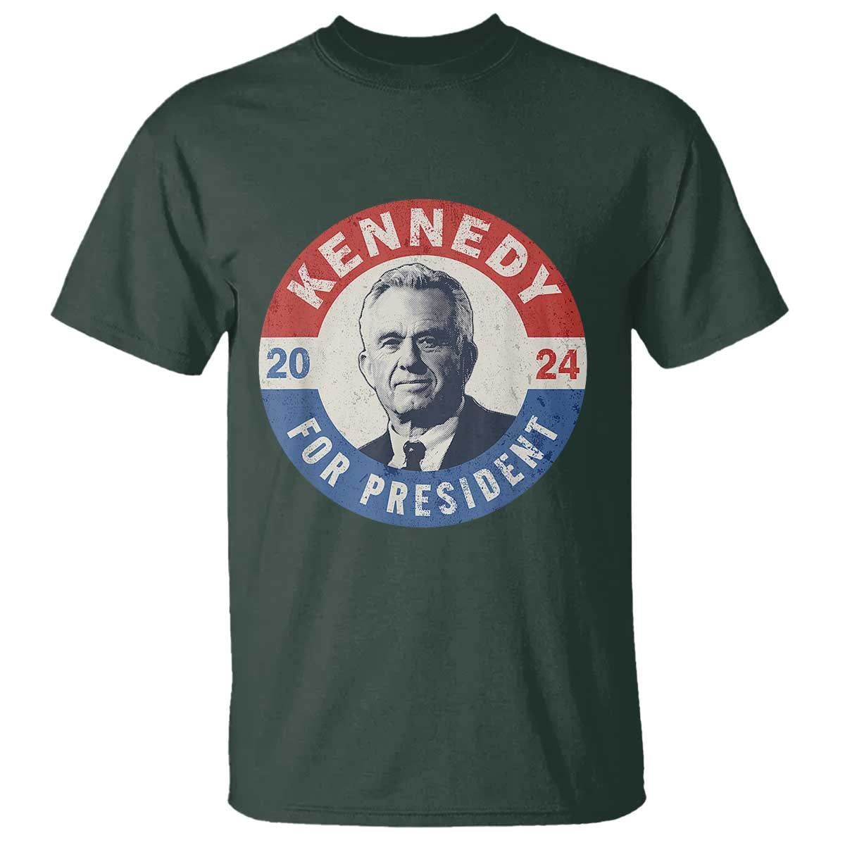 RFK Jr Kennedy 2024 T Shirt For President Vintage Button TS02 Dark Forest Green Print Your Wear