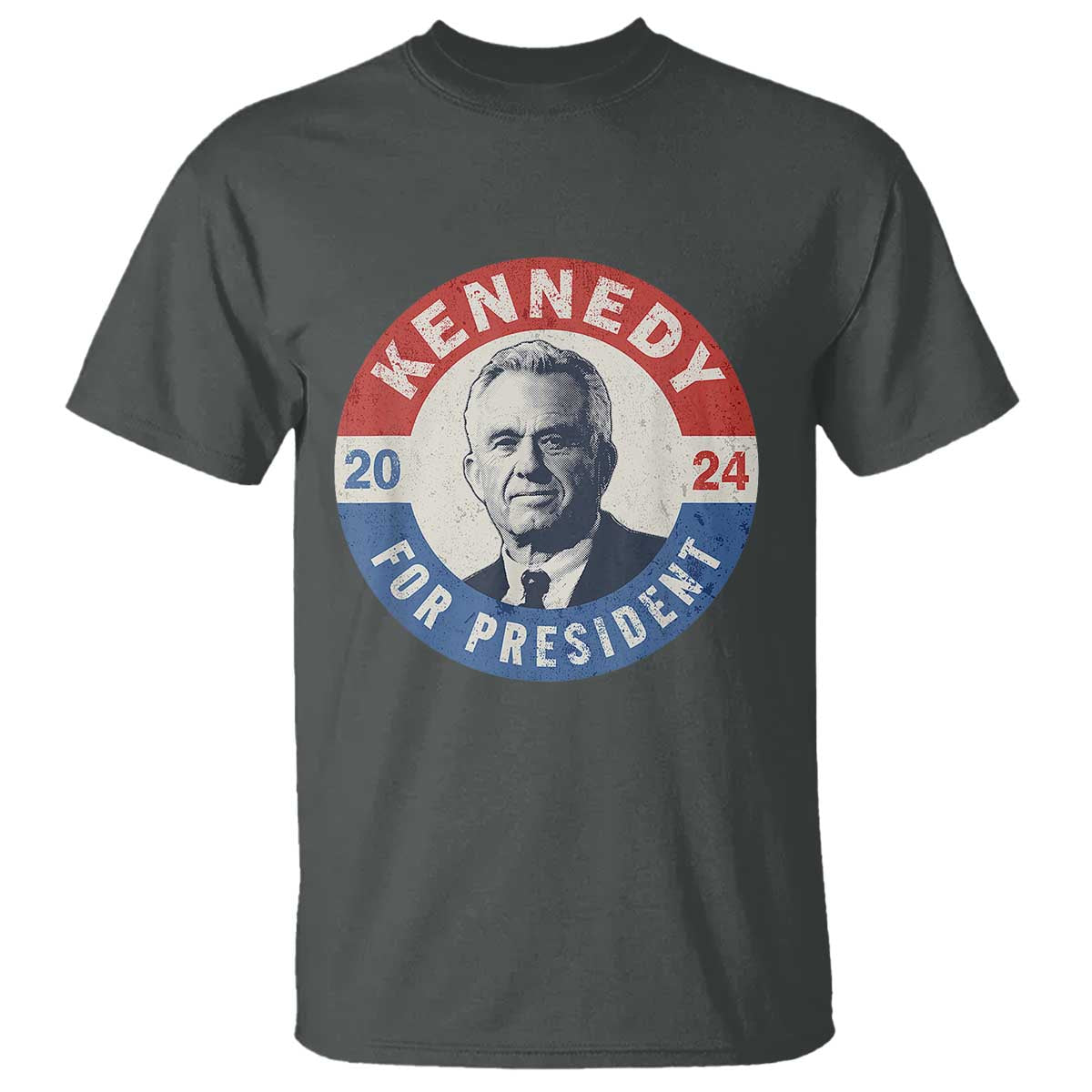 RFK Jr Kennedy 2024 T Shirt For President Vintage Button TS02 Dark Heather Print Your Wear