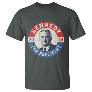 RFK Jr Kennedy 2024 T Shirt For President Vintage Button TS02 Dark Heather Print Your Wear