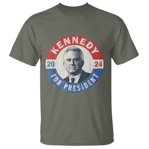 RFK Jr Kennedy 2024 T Shirt For President Vintage Button TS02 Military Green Print Your Wear