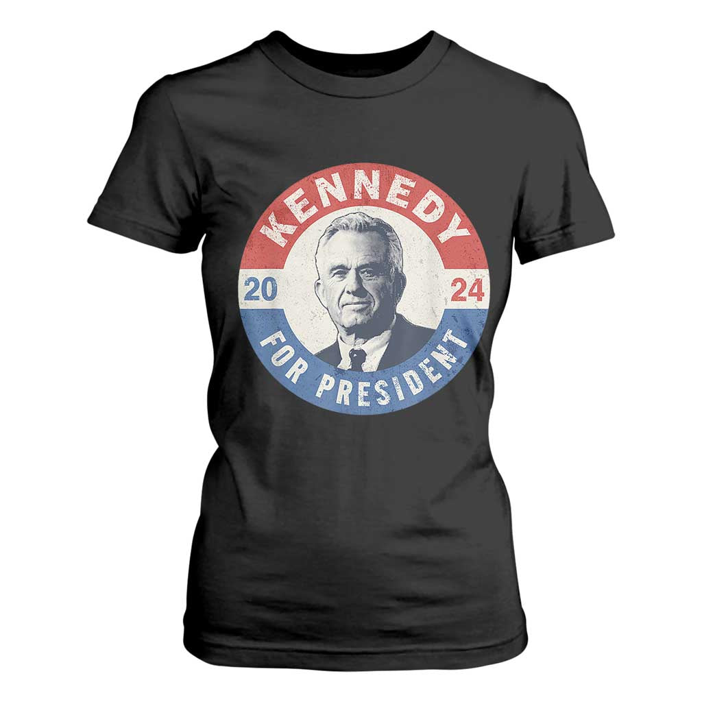 RFK Jr Kennedy 2024 T Shirt For Women For President Vintage Button TS02 Black Print Your Wear