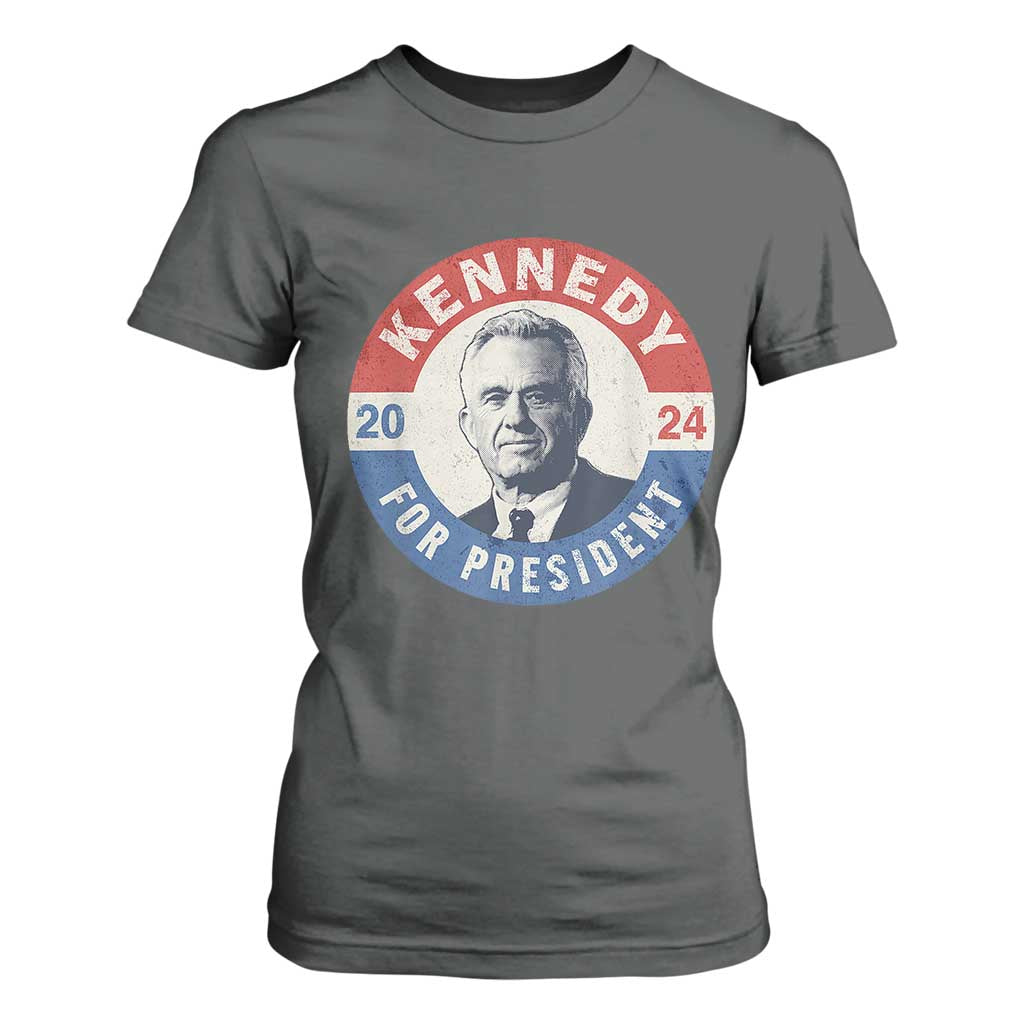 RFK Jr Kennedy 2024 T Shirt For Women For President Vintage Button TS02 Dark Heather Print Your Wear
