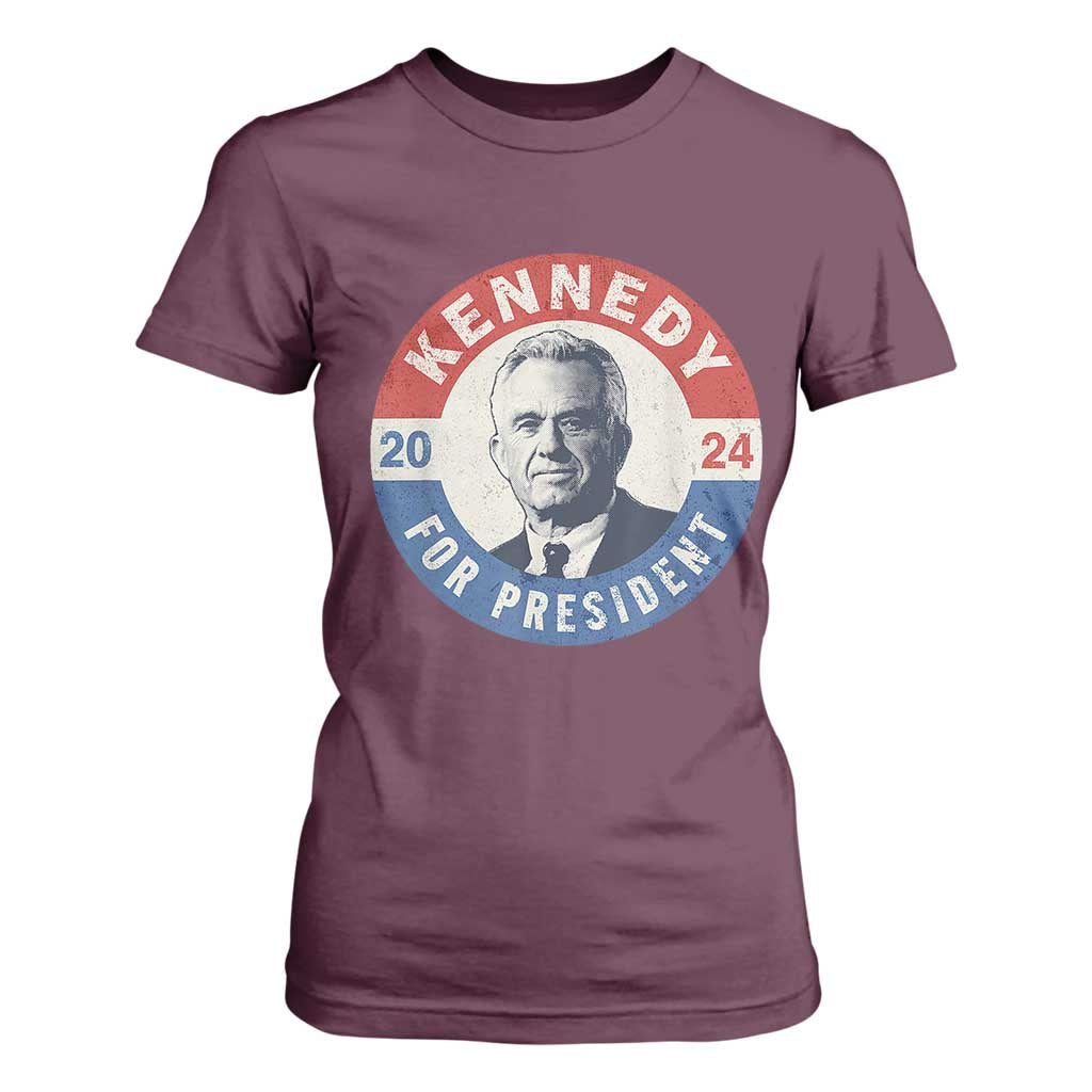 RFK Jr Kennedy 2024 T Shirt For Women For President Vintage Button TS02 Maroon Print Your Wear