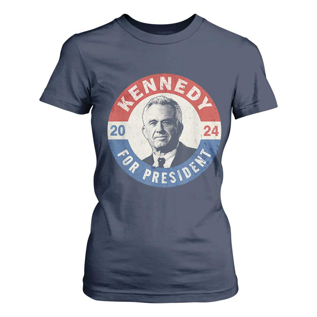 RFK Jr Kennedy 2024 T Shirt For Women For President Vintage Button TS02 Navy Print Your Wear