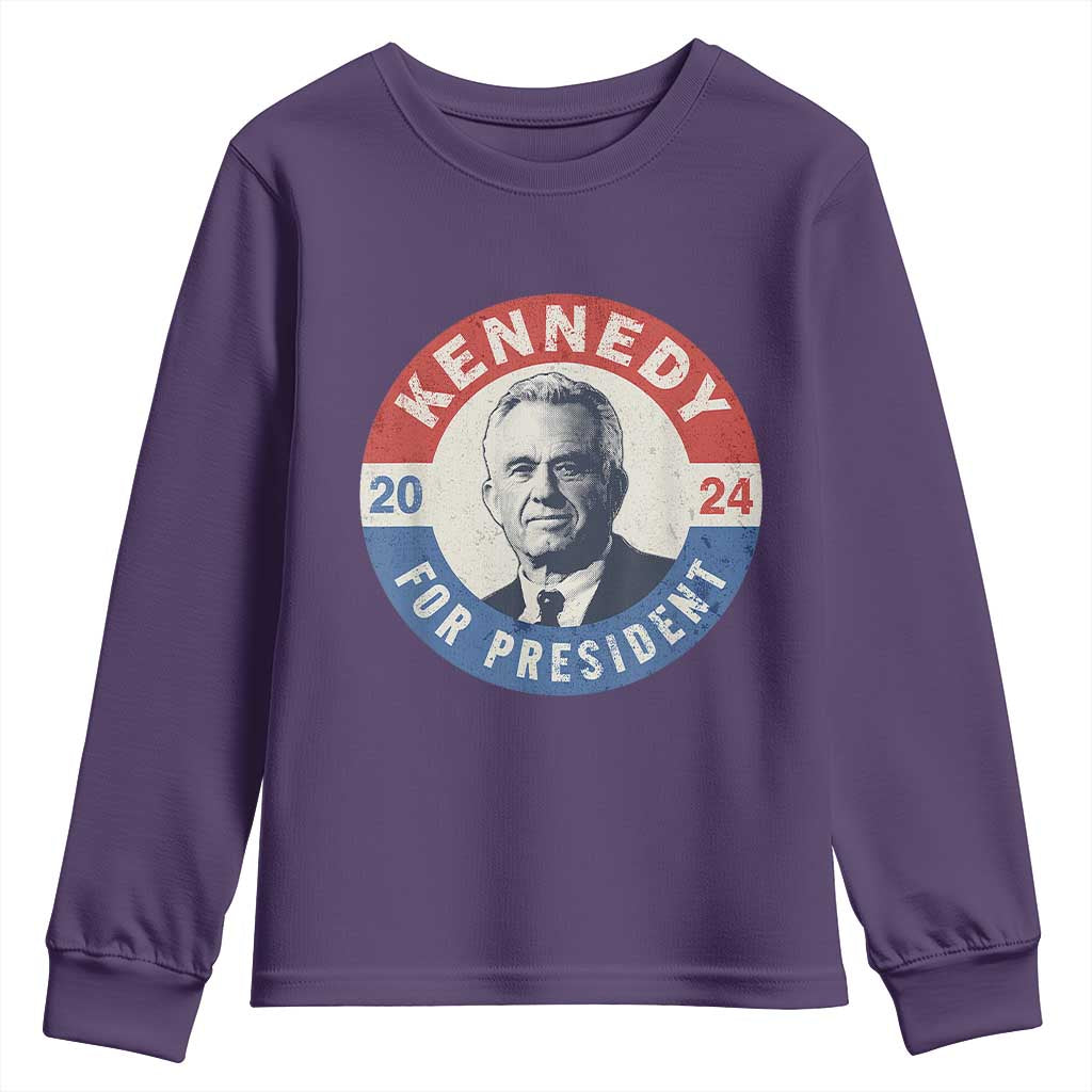 RFK Jr Kennedy 2024 Youth Sweatshirt For President Vintage Button TS02 Purple Print Your Wear