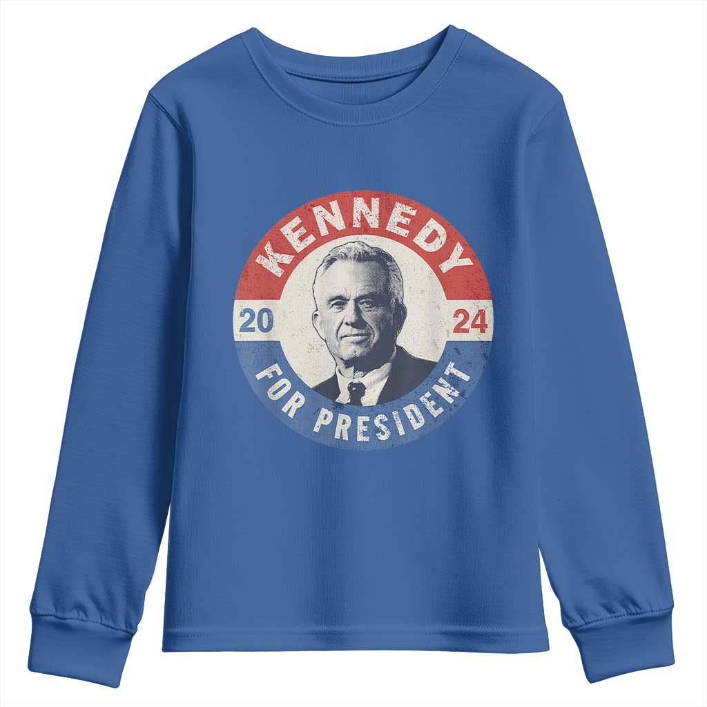 RFK Jr Kennedy 2024 Youth Sweatshirt For President Vintage Button TS02 Royal Blue Print Your Wear