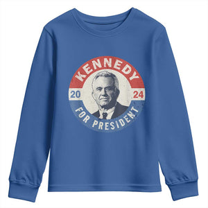 RFK Jr Kennedy 2024 Youth Sweatshirt For President Vintage Button TS02 Royal Blue Print Your Wear