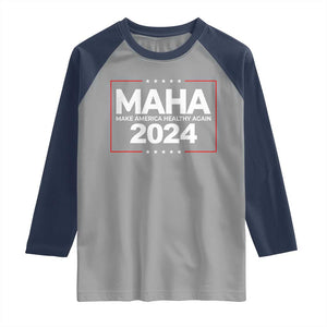 RFK Jr Kennedy 2024 Raglan Shirt MAHA Make America Healthy Again TS02 Sport Gray Navy Print Your Wear