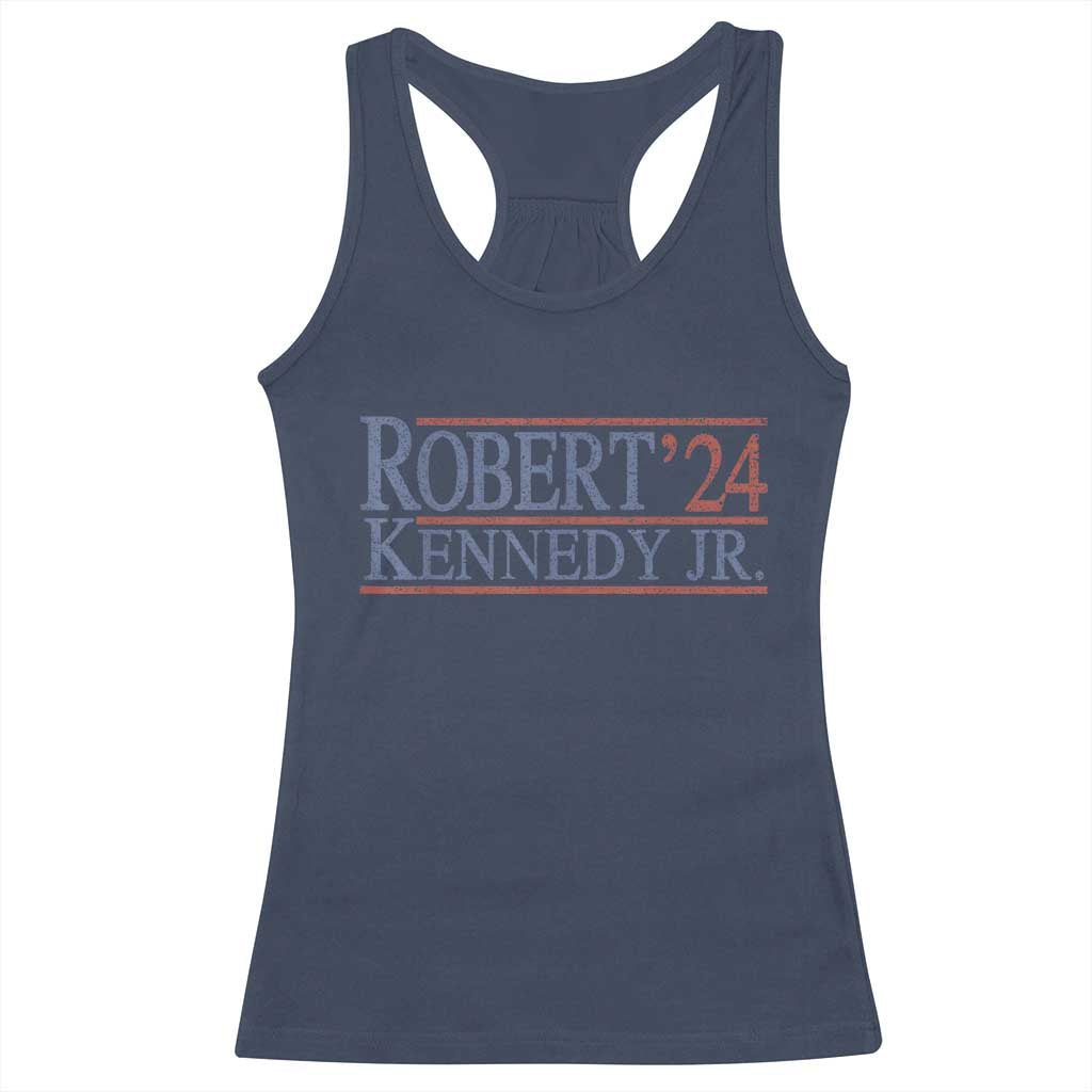 RFK Jr Kennedy 2024 Racerback Tank Top Distressed Robert Kennedy Jr. 24 TS02 Navy Print Your Wear