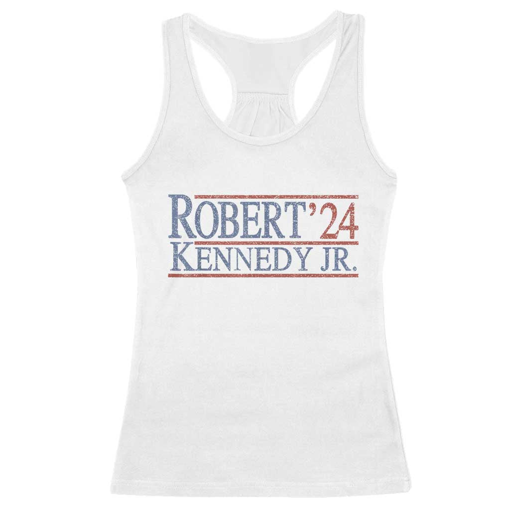 RFK Jr Kennedy 2024 Racerback Tank Top Distressed Robert Kennedy Jr. 24 TS02 White Print Your Wear