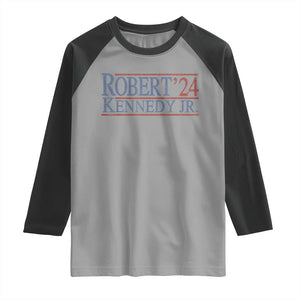 RFK Jr Kennedy 2024 Raglan Shirt Distressed Robert Kennedy Jr. 24 TS02 Sport Gray Black Print Your Wear