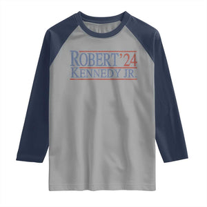 RFK Jr Kennedy 2024 Raglan Shirt Distressed Robert Kennedy Jr. 24 TS02 Sport Gray Navy Print Your Wear