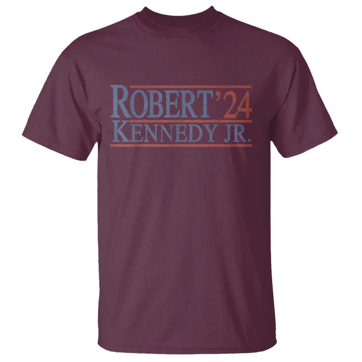 RFK Jr Kennedy 2024 T Shirt Distressed Robert Kennedy Jr. 24 TS02 Maroon Print Your Wear