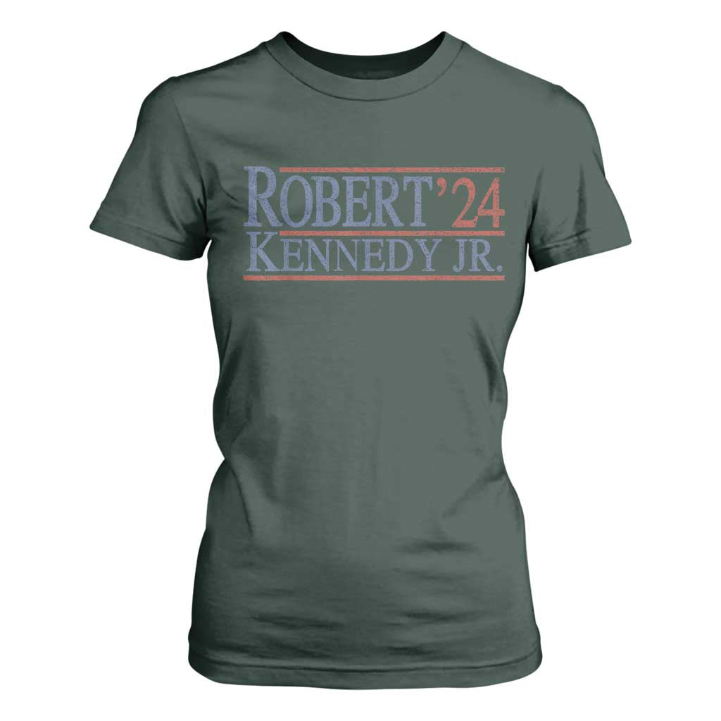RFK Jr Kennedy 2024 T Shirt For Women Distressed Robert Kennedy Jr. 24 TS02 Dark Forest Green Print Your Wear